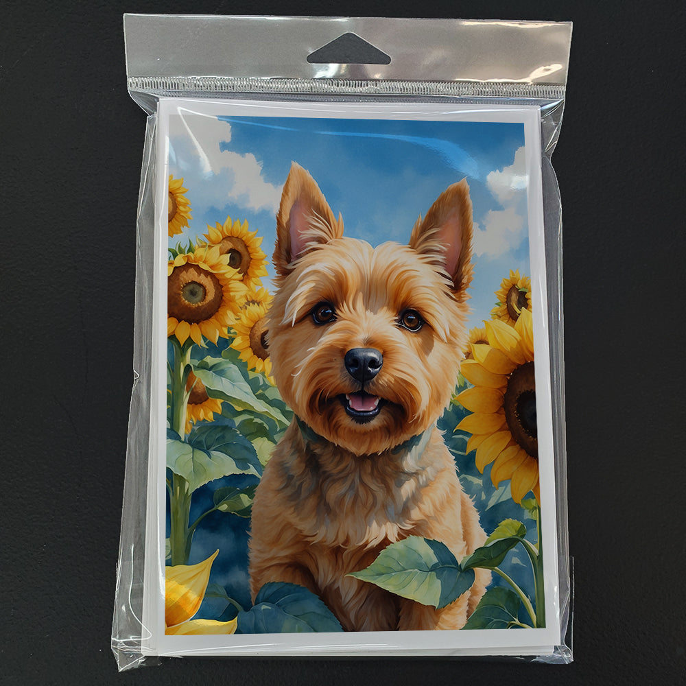 Norwich Terrier in Sunflowers Greeting Cards Pack of 8