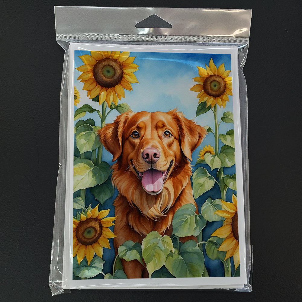Nova Scotia Duck Toller in Sunflowers Greeting Cards Pack of 8