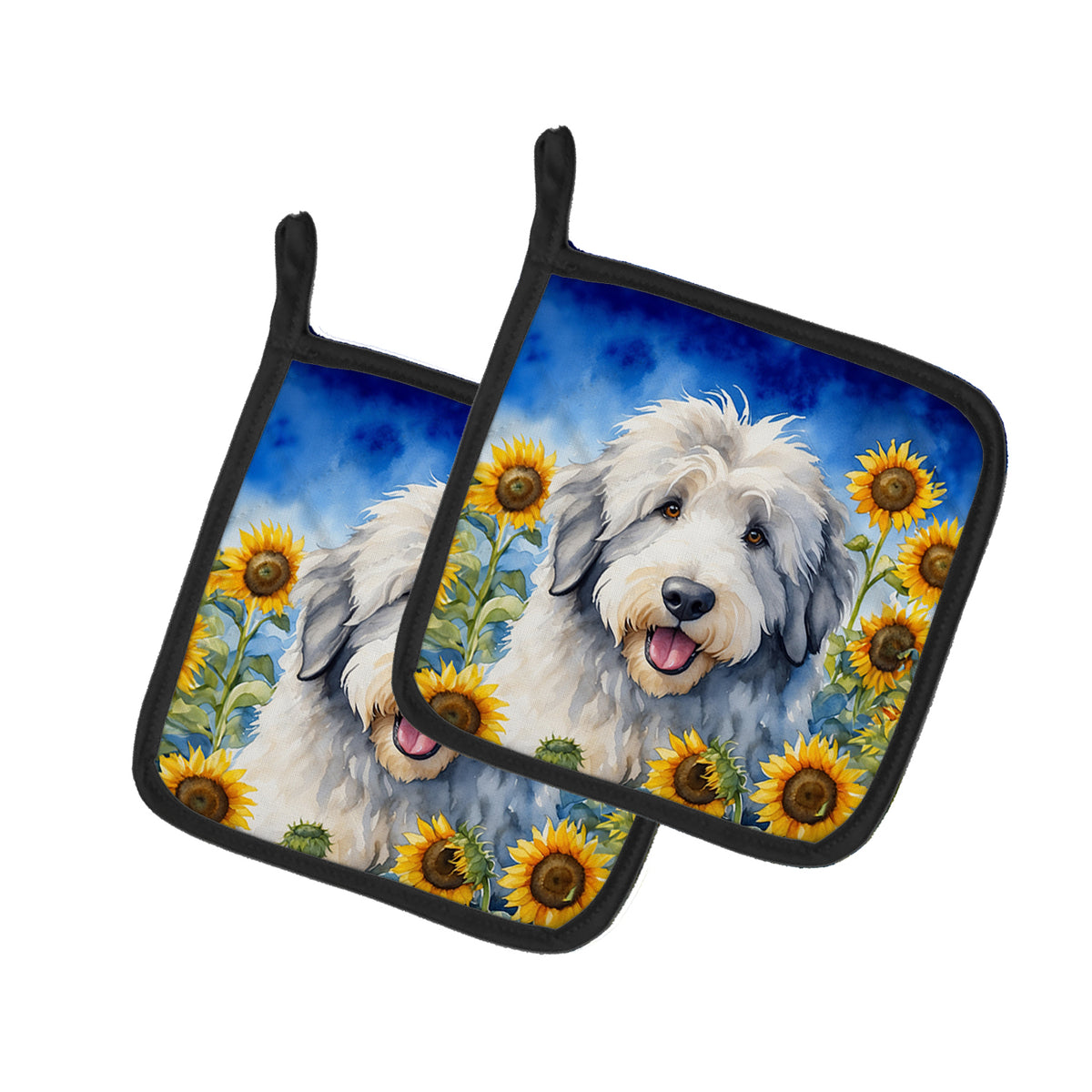 Buy this Old English Sheepdog in Sunflowers Pair of Pot Holders