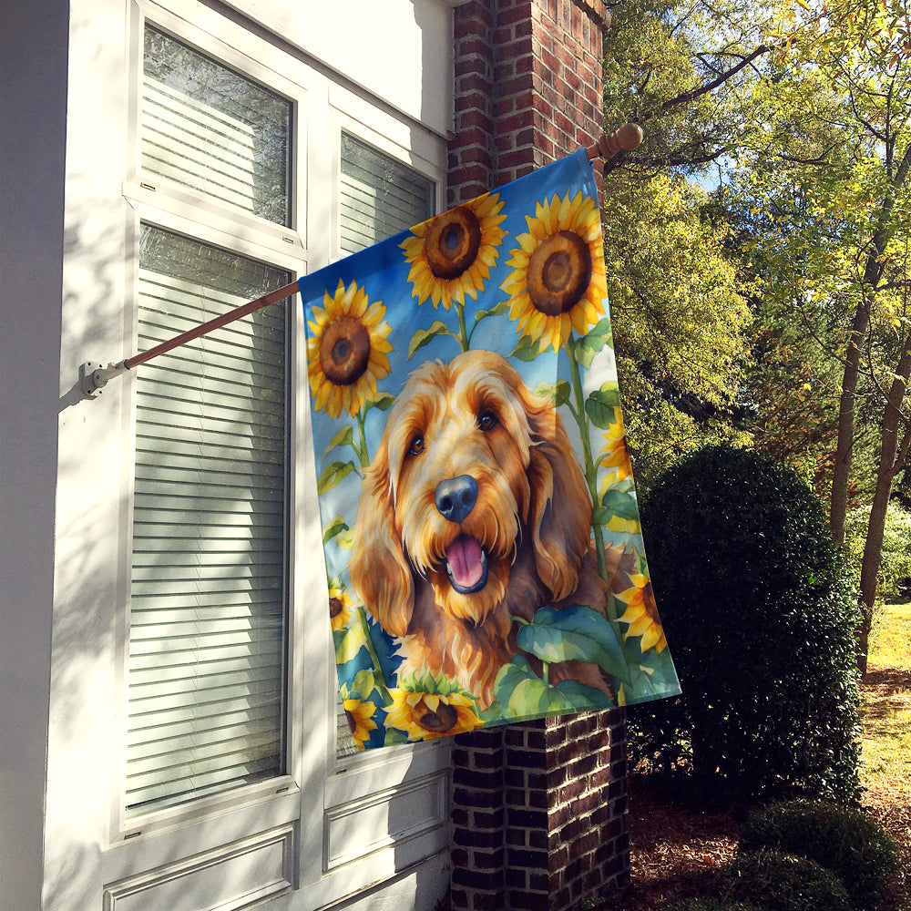 Otterhound in Sunflowers House Flag