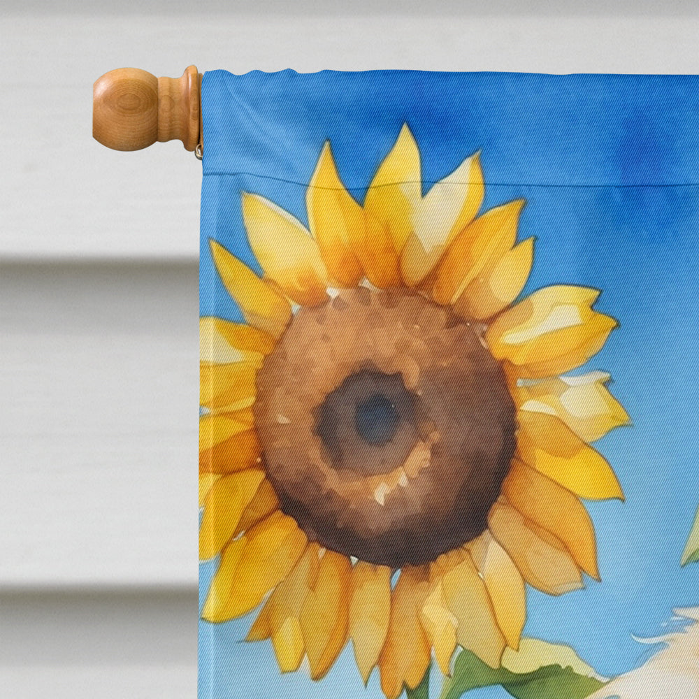 Otterhound in Sunflowers House Flag