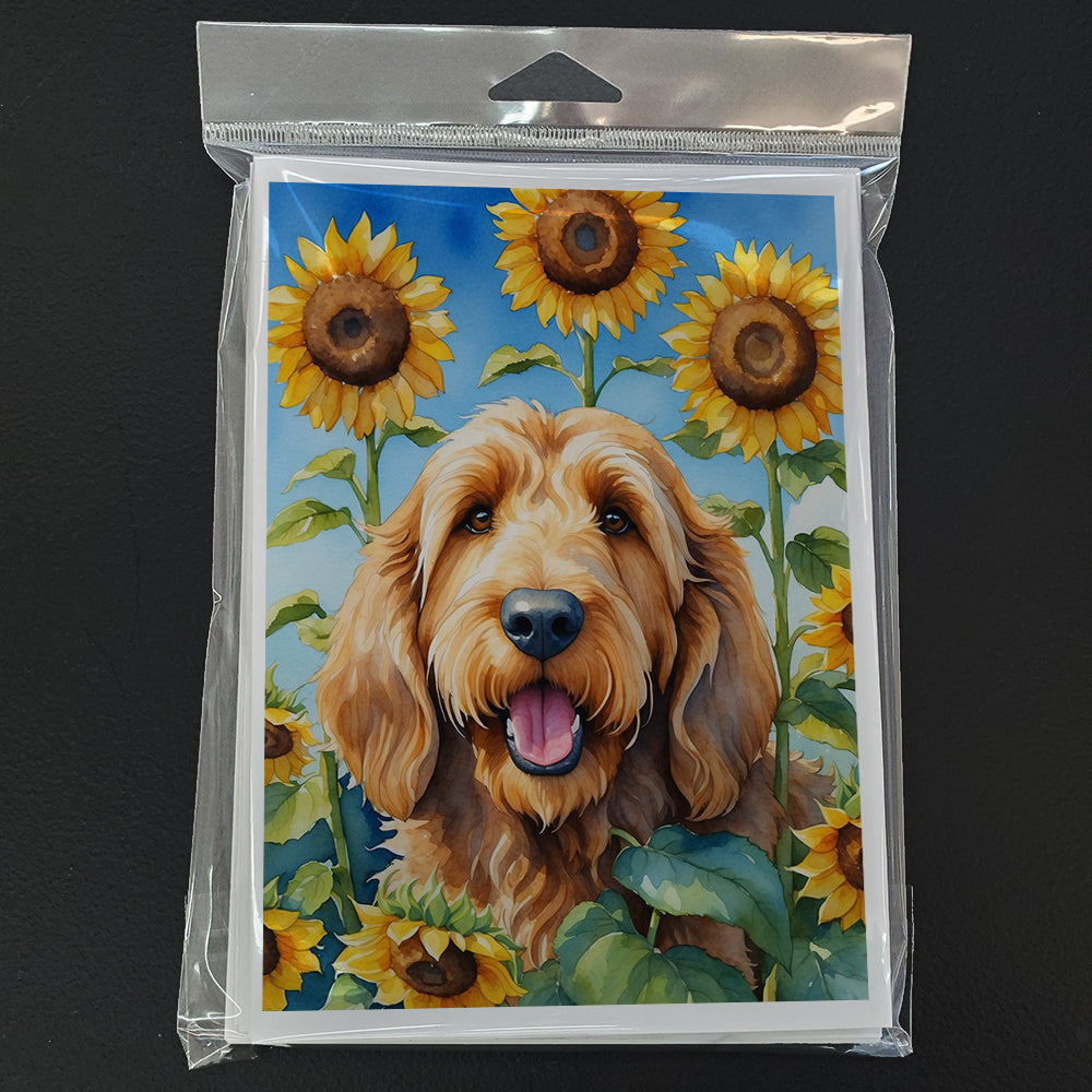 Otterhound in Sunflowers Greeting Cards Pack of 8