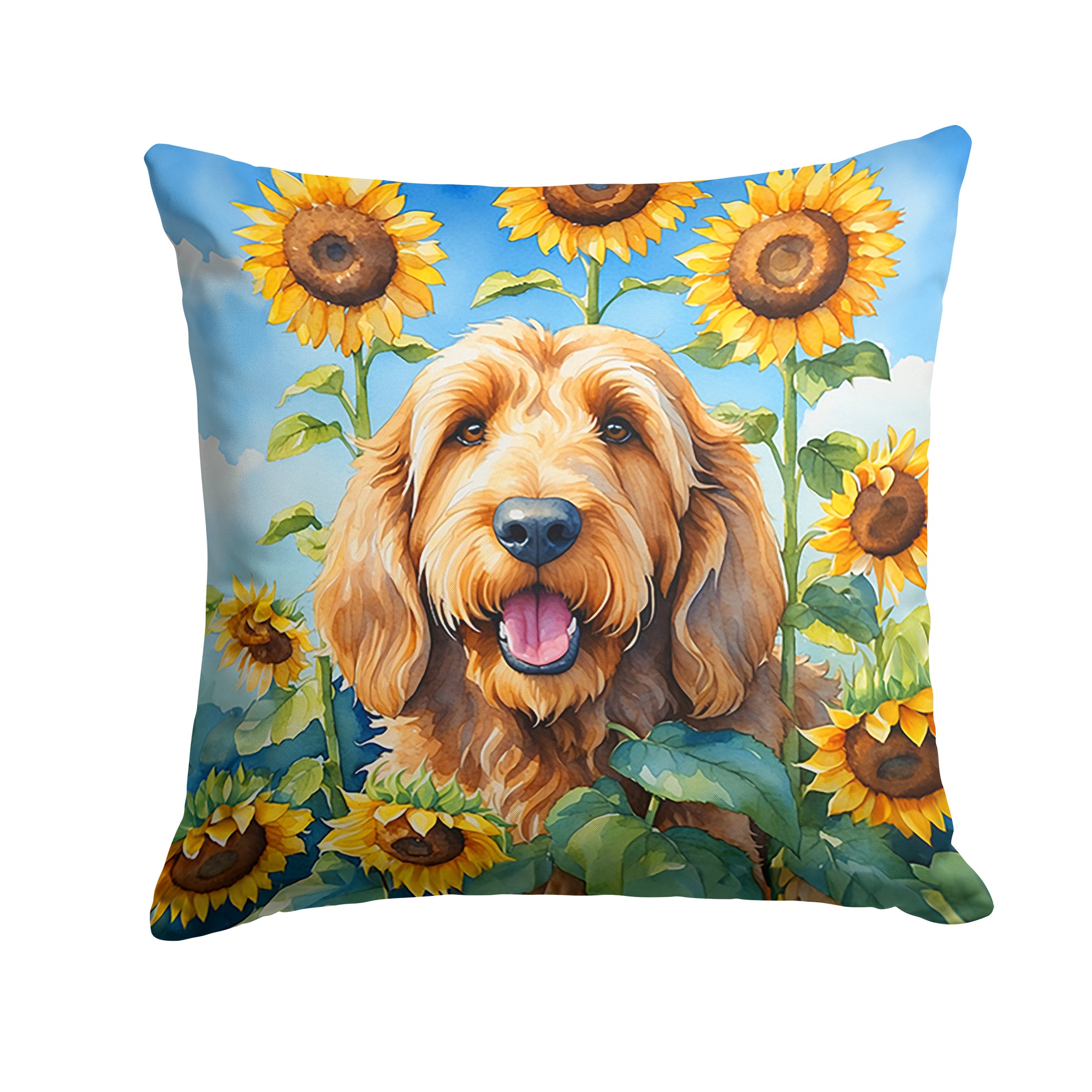 Buy this Otterhound in Sunflowers Throw Pillow