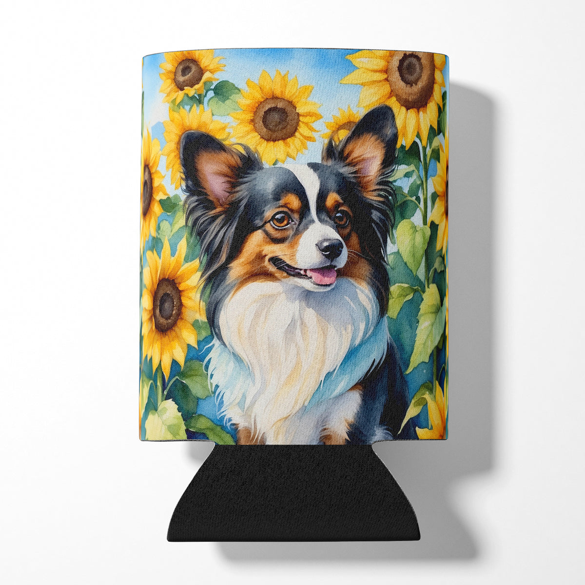 Buy this Papillon in Sunflowers Can or Bottle Hugger