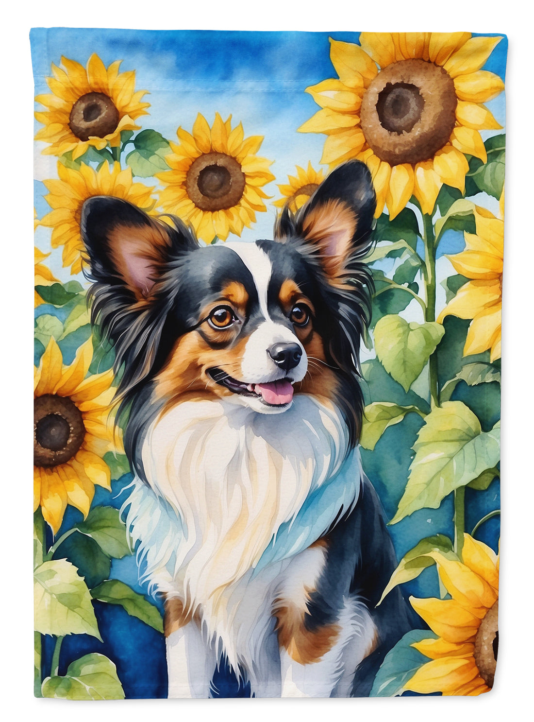 Buy this Papillon in Sunflowers House Flag