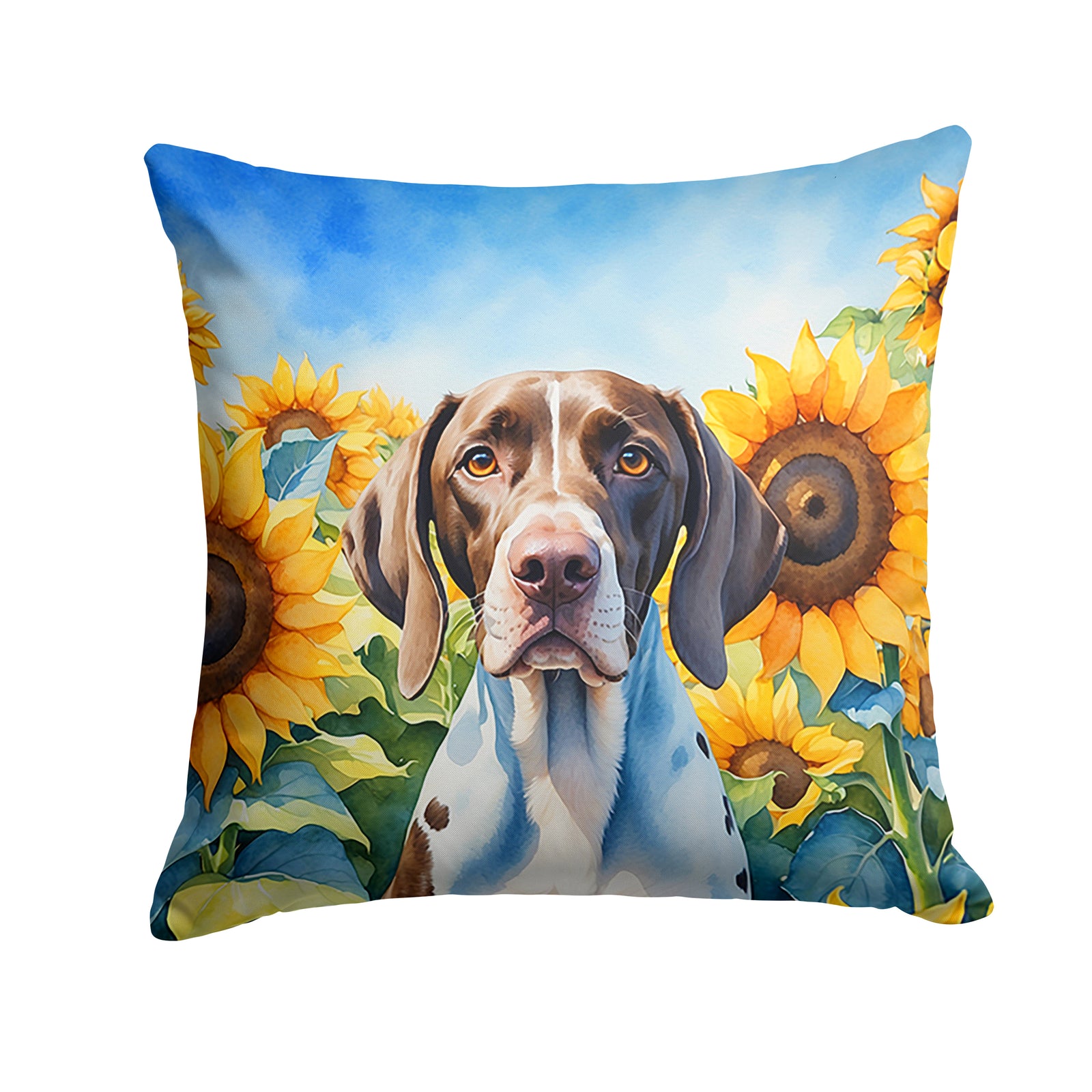 Buy this Pointer in Sunflowers Throw Pillow
