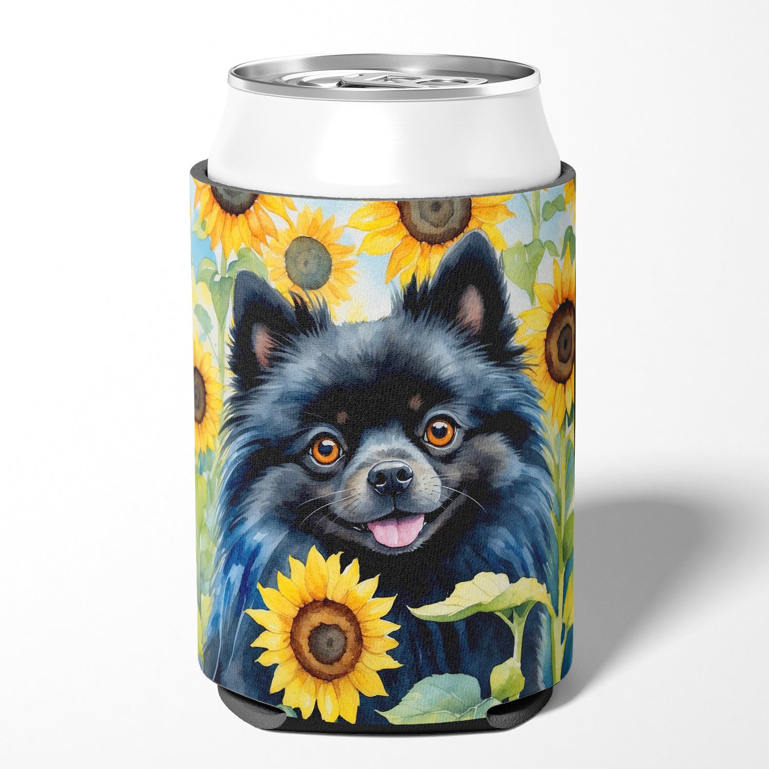 Buy this Pomeranian in Sunflowers Can or Bottle Hugger