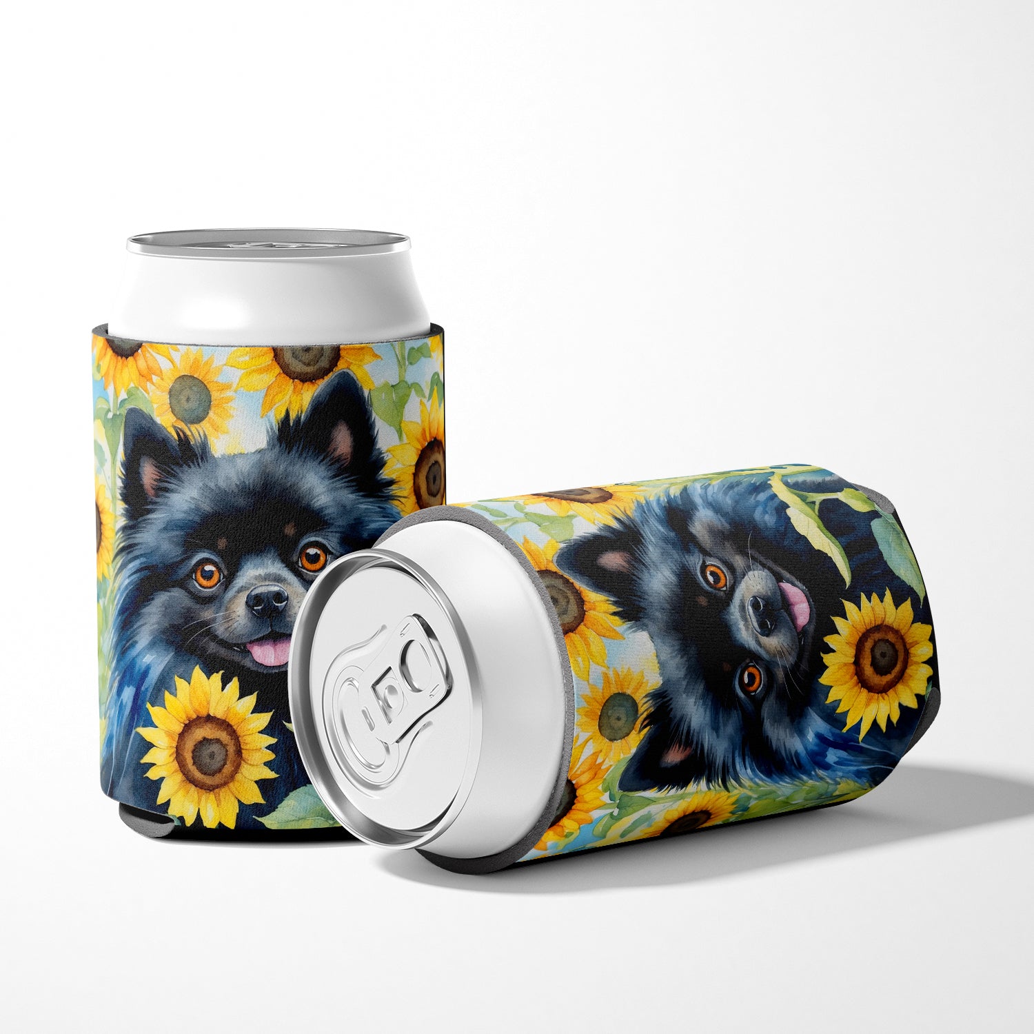 Pomeranian in Sunflowers Can or Bottle Hugger