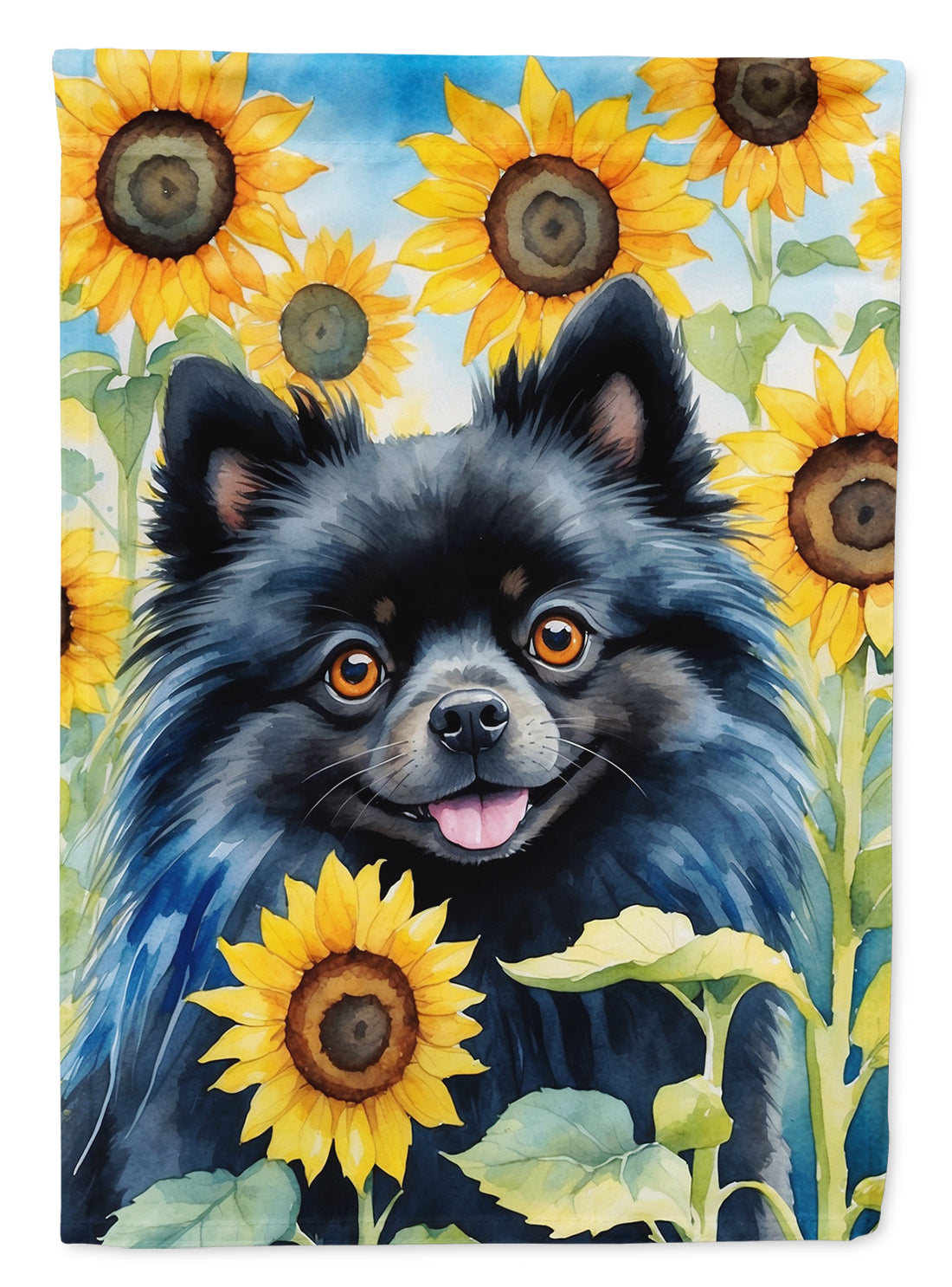 Buy this Pomeranian in Sunflowers Garden Flag