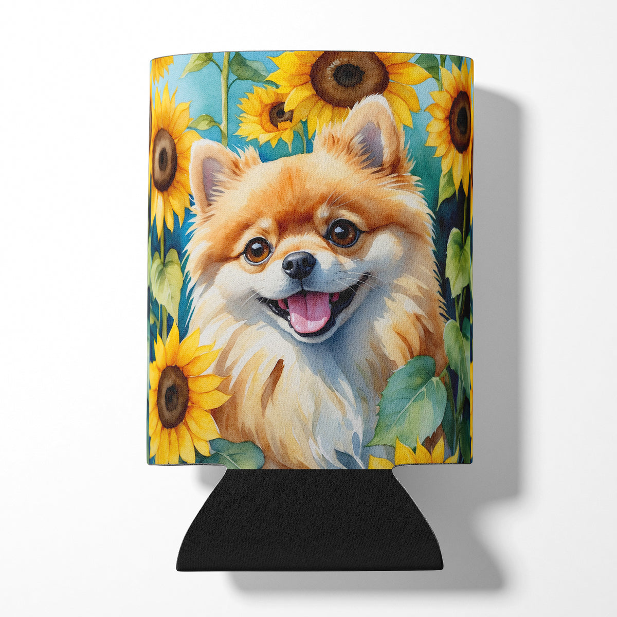 Buy this Pomeranian in Sunflowers Can or Bottle Hugger