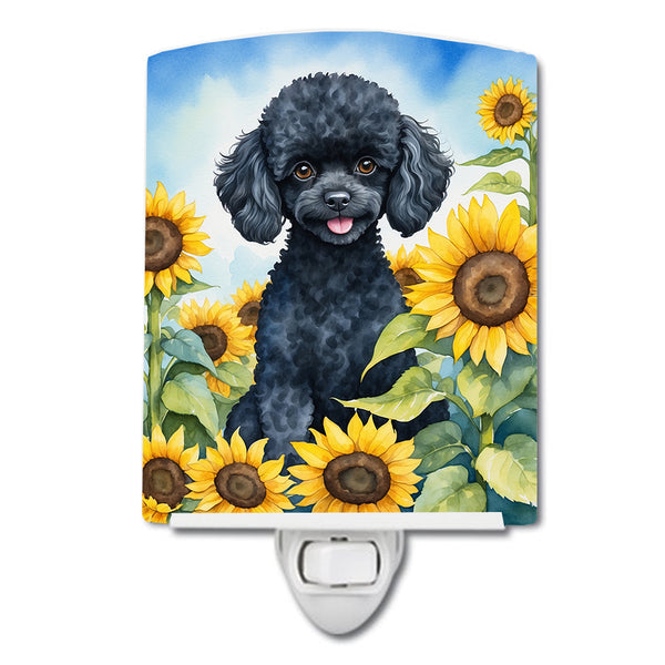 Buy this Black Poodle in Sunflowers Ceramic Night Light