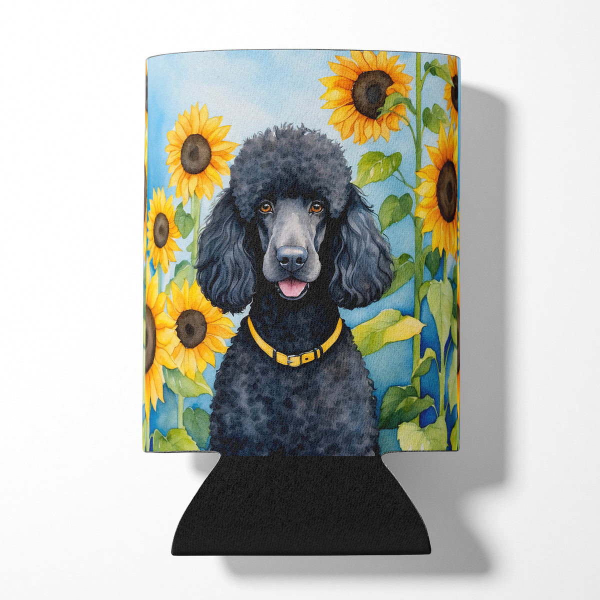 Buy this Black Poodle in Sunflowers Can or Bottle Hugger