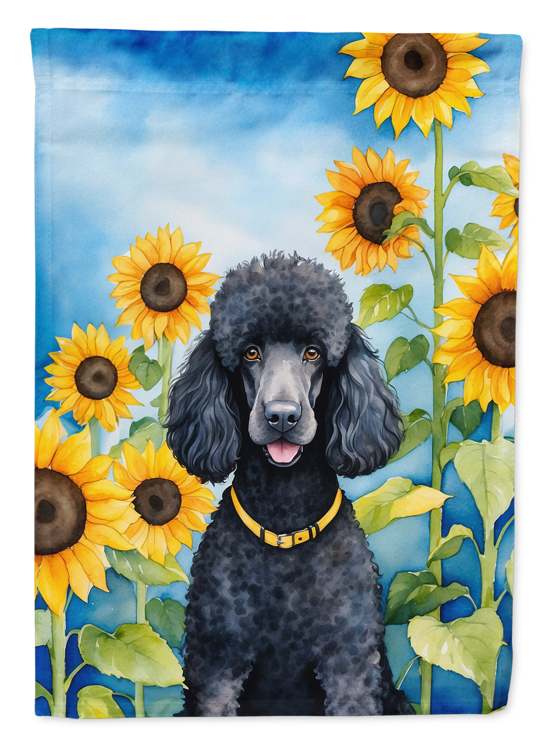 Buy this Black Poodle in Sunflowers House Flag