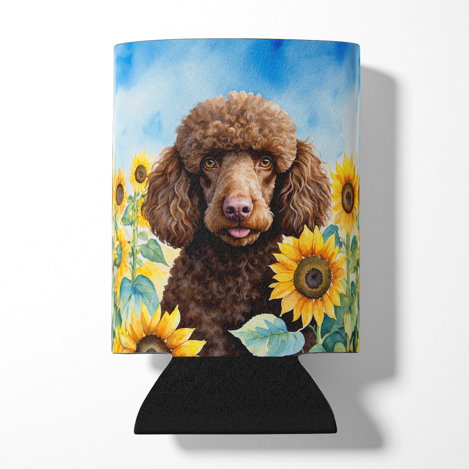 Buy this Chocolate Poodle in Sunflowers Can or Bottle Hugger