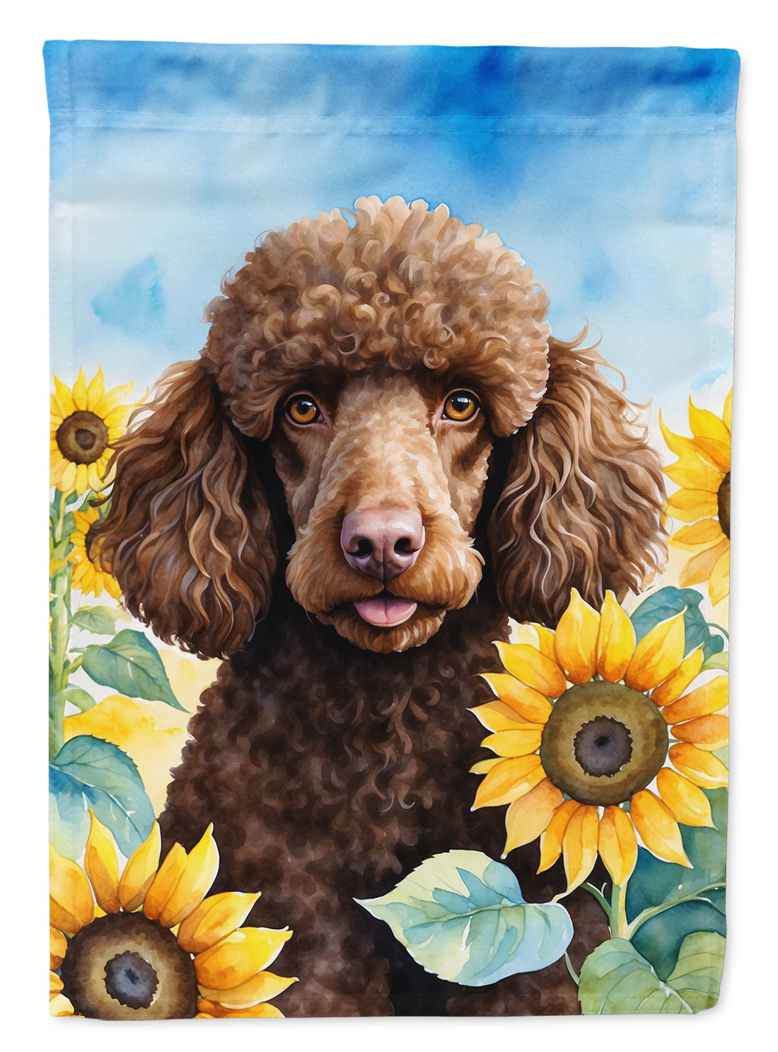 Buy this Chocolate Poodle in Sunflowers House Flag
