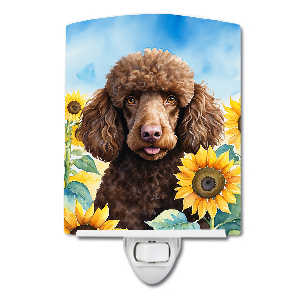 Buy this Chocolate Poodle in Sunflowers Ceramic Night Light