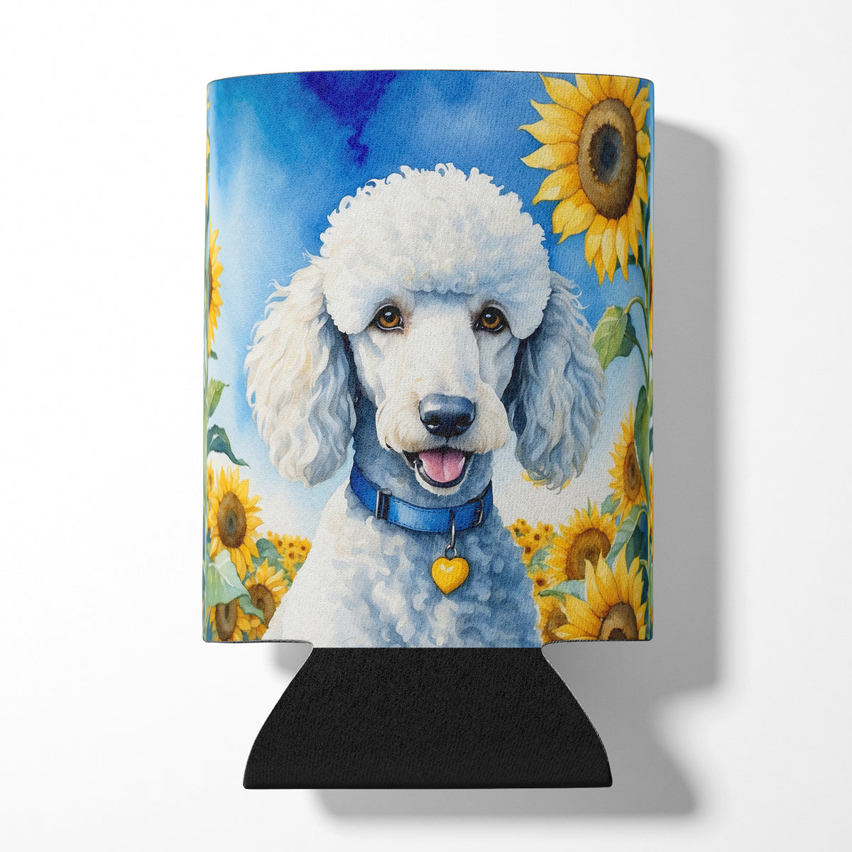 Buy this White Poodle in Sunflowers Can or Bottle Hugger