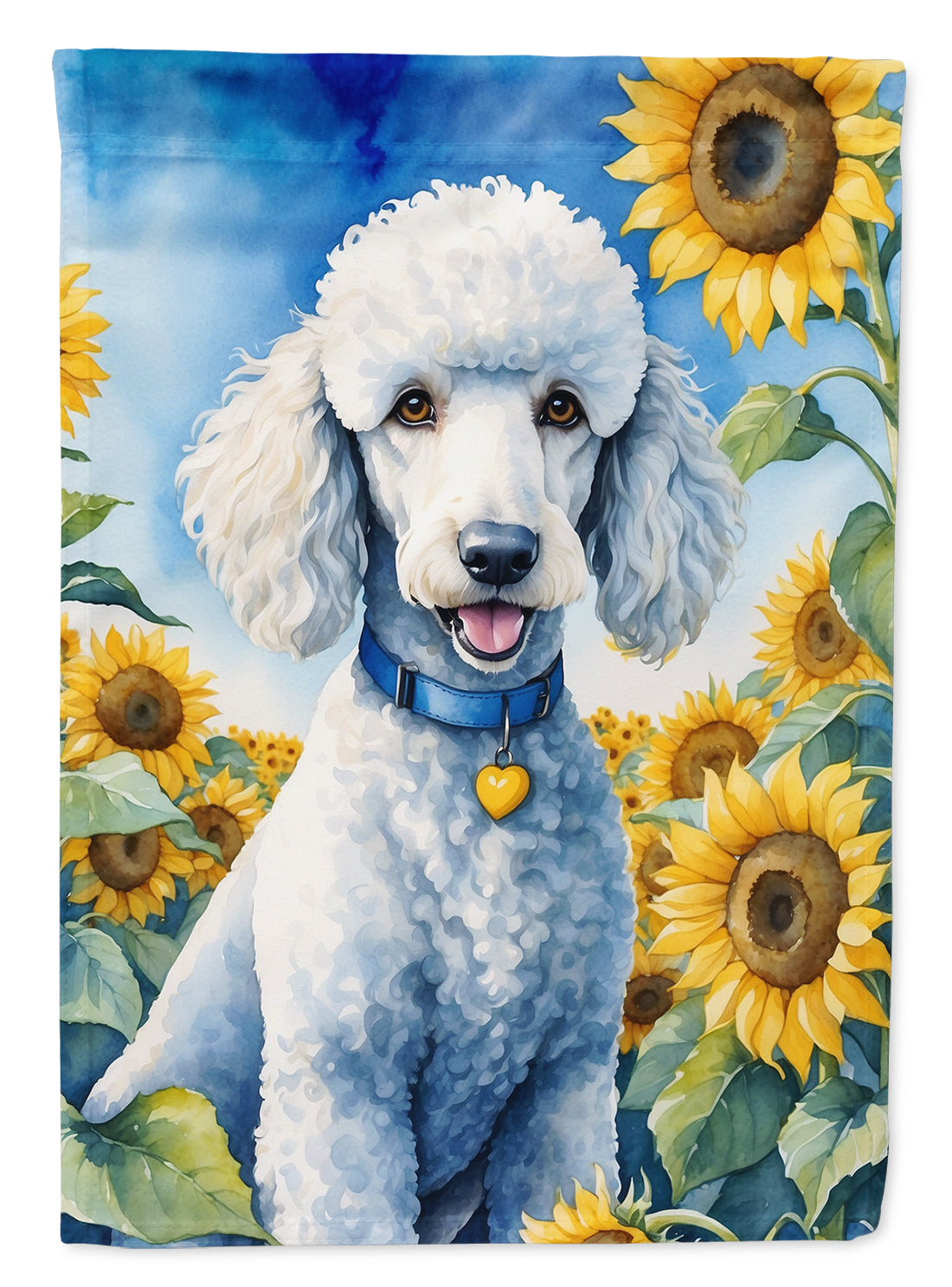 Buy this White Poodle in Sunflowers House Flag