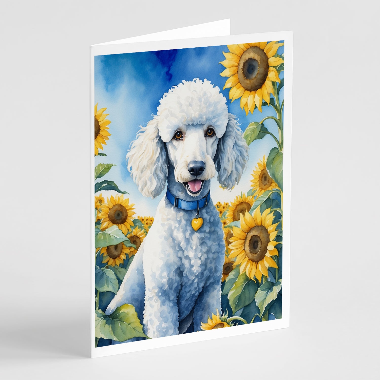 Buy this White Poodle in Sunflowers Greeting Cards Pack of 8