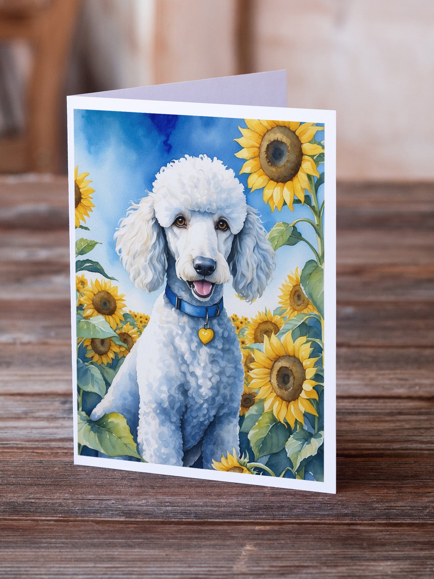 Buy this White Poodle in Sunflowers Greeting Cards Pack of 8