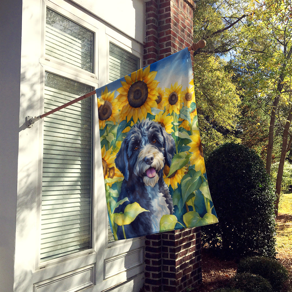 Buy this Portuguese Water Dog in Sunflowers House Flag