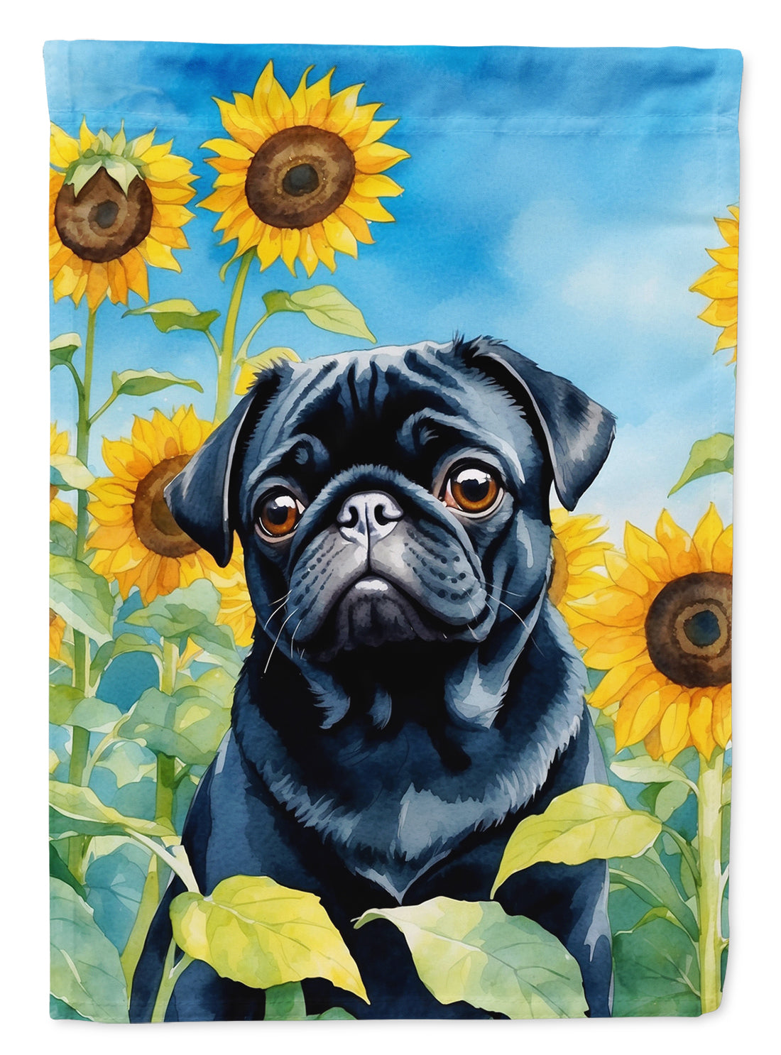 Buy this Pug in Sunflowers House Flag