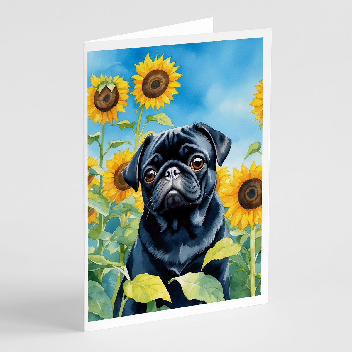 Buy this Pug in Sunflowers Greeting Cards Pack of 8