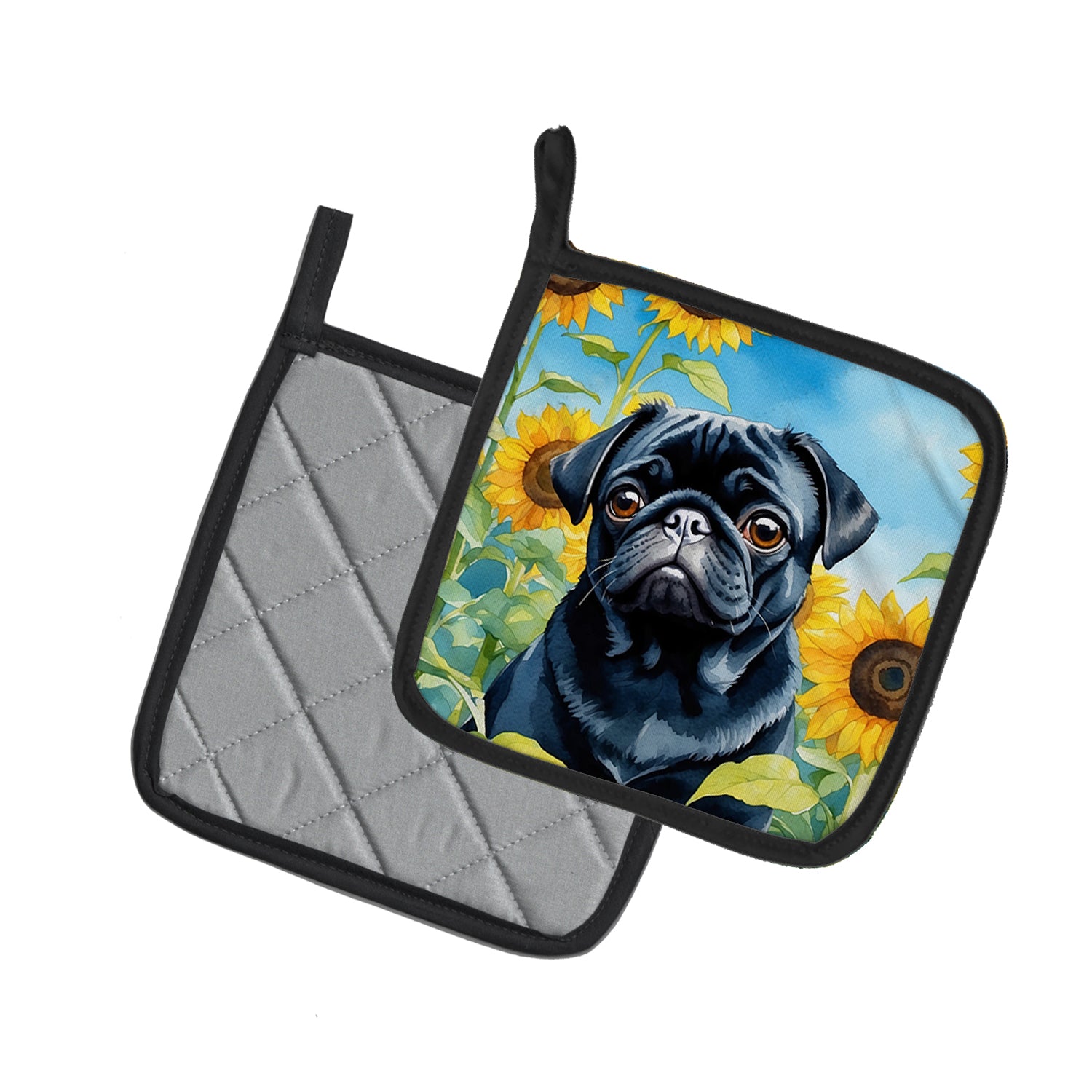 Buy this Pug in Sunflowers Pair of Pot Holders