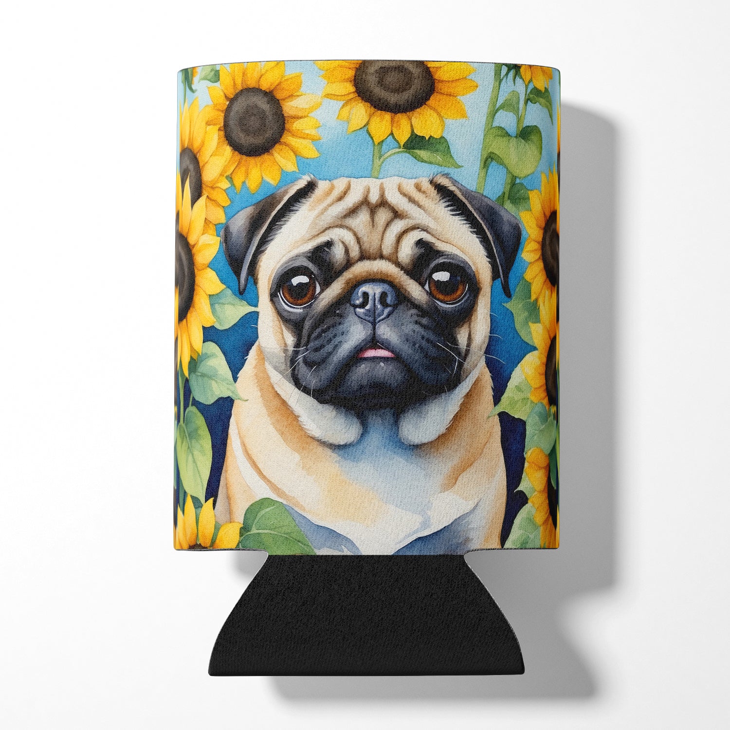 Buy this Pug in Sunflowers Can or Bottle Hugger