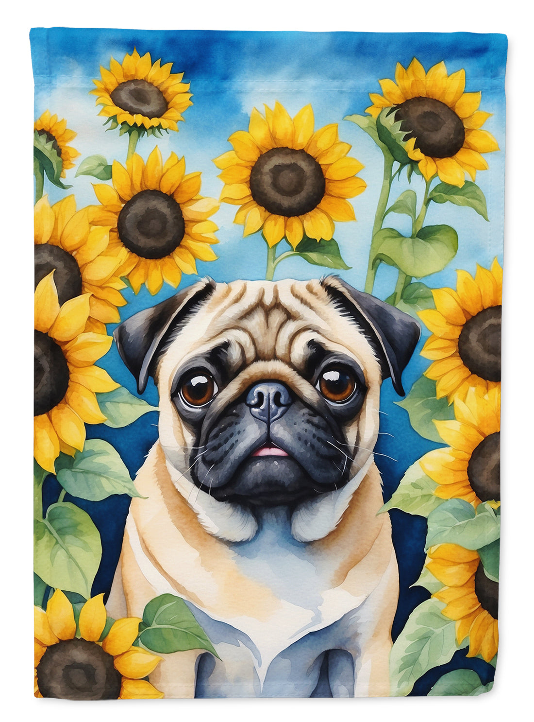 Buy this Pug in Sunflowers House Flag
