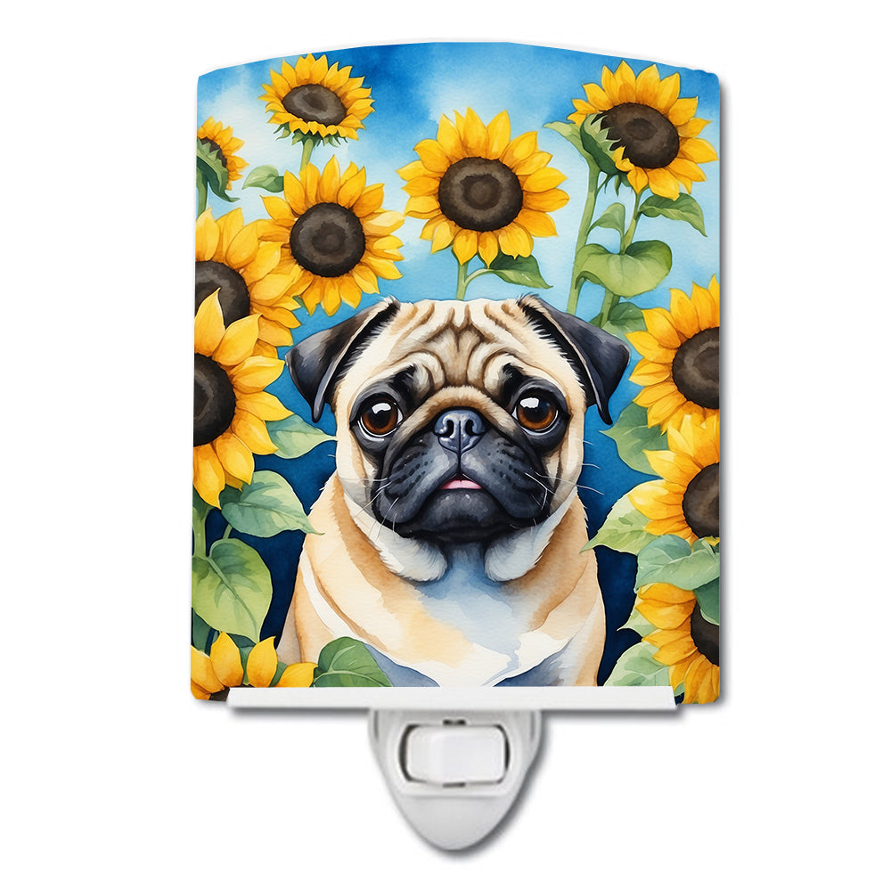 Buy this Pug in Sunflowers Ceramic Night Light