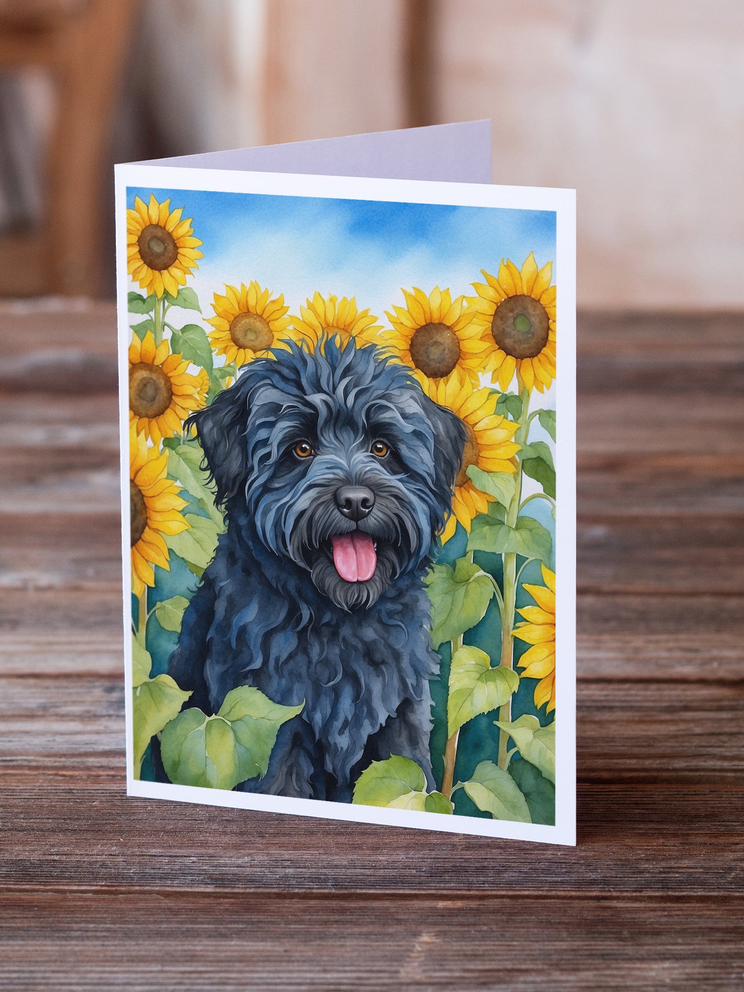 Buy this Puli in Sunflowers Greeting Cards Pack of 8