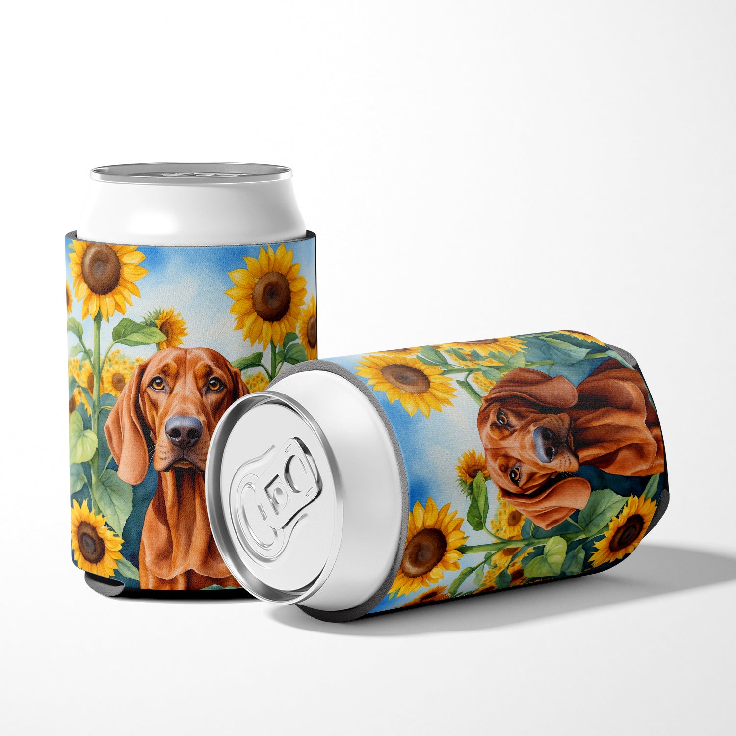 Redbone Coonhound in Sunflowers Can or Bottle Hugger