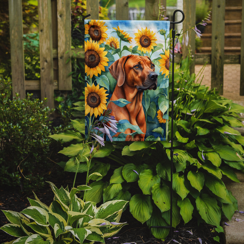 Caroline's Treasures Rhodesian Ridgeback in Sunflowers Garden Flag – Bright Dog-Themed Yard Decor