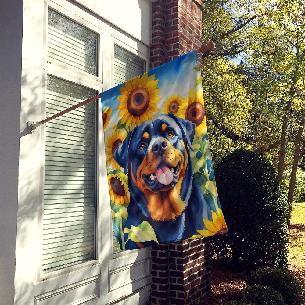 Rottweiler in Sunflowers House Flag