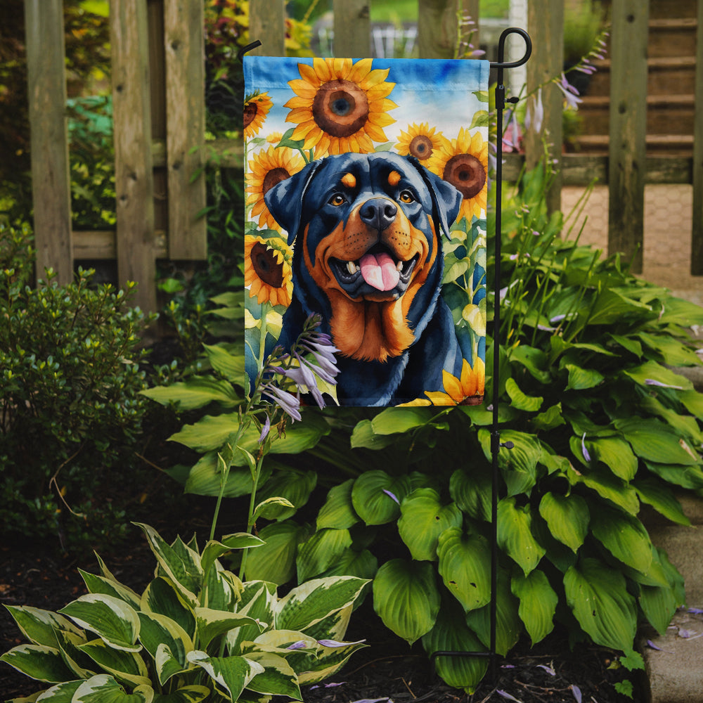 Rottweiler in Sunflowers Garden Flag