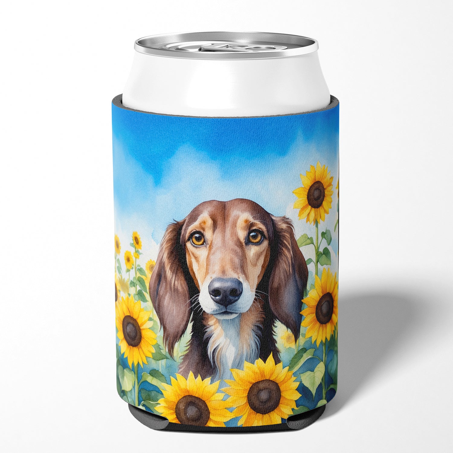 Buy this Saluki in Sunflowers Can or Bottle Hugger