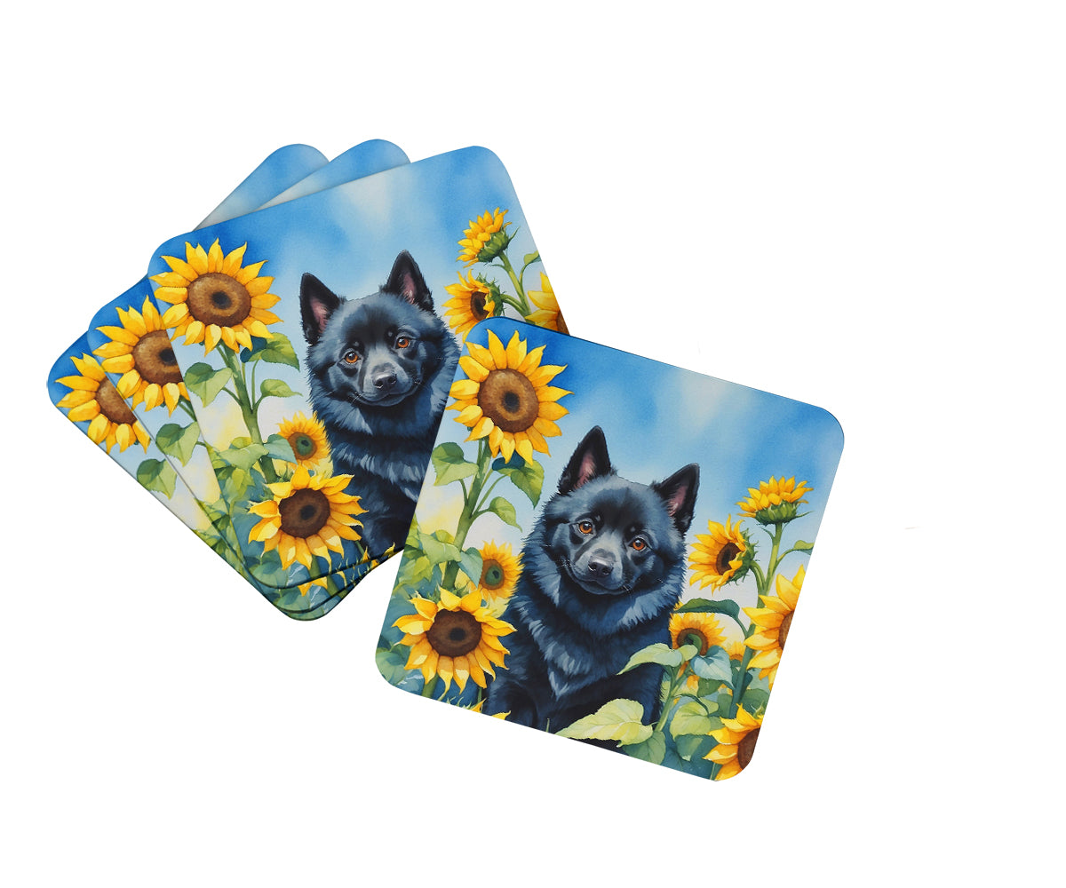 Buy this Schipperke in Sunflowers Foam Coasters