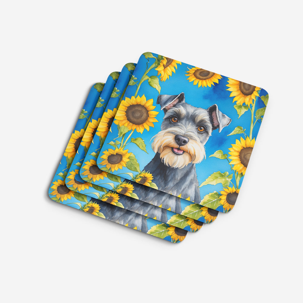 Schnauzer in Sunflowers Foam Coasters