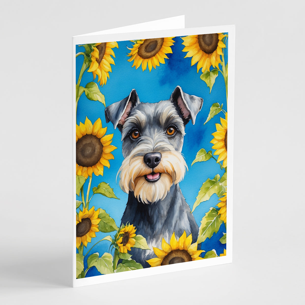 Buy this Schnauzer in Sunflowers Greeting Cards Pack of 8