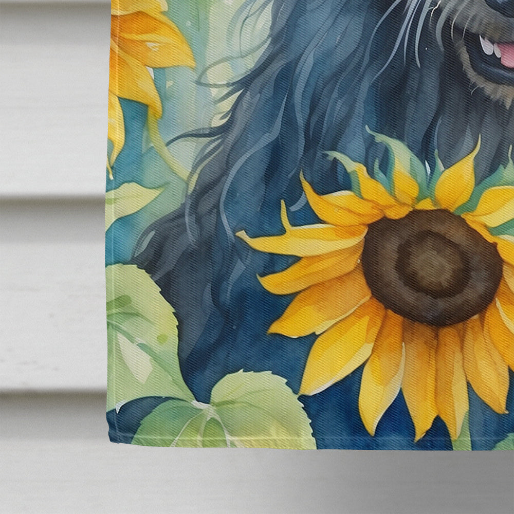 Scottish Deerhound in Sunflowers House Flag