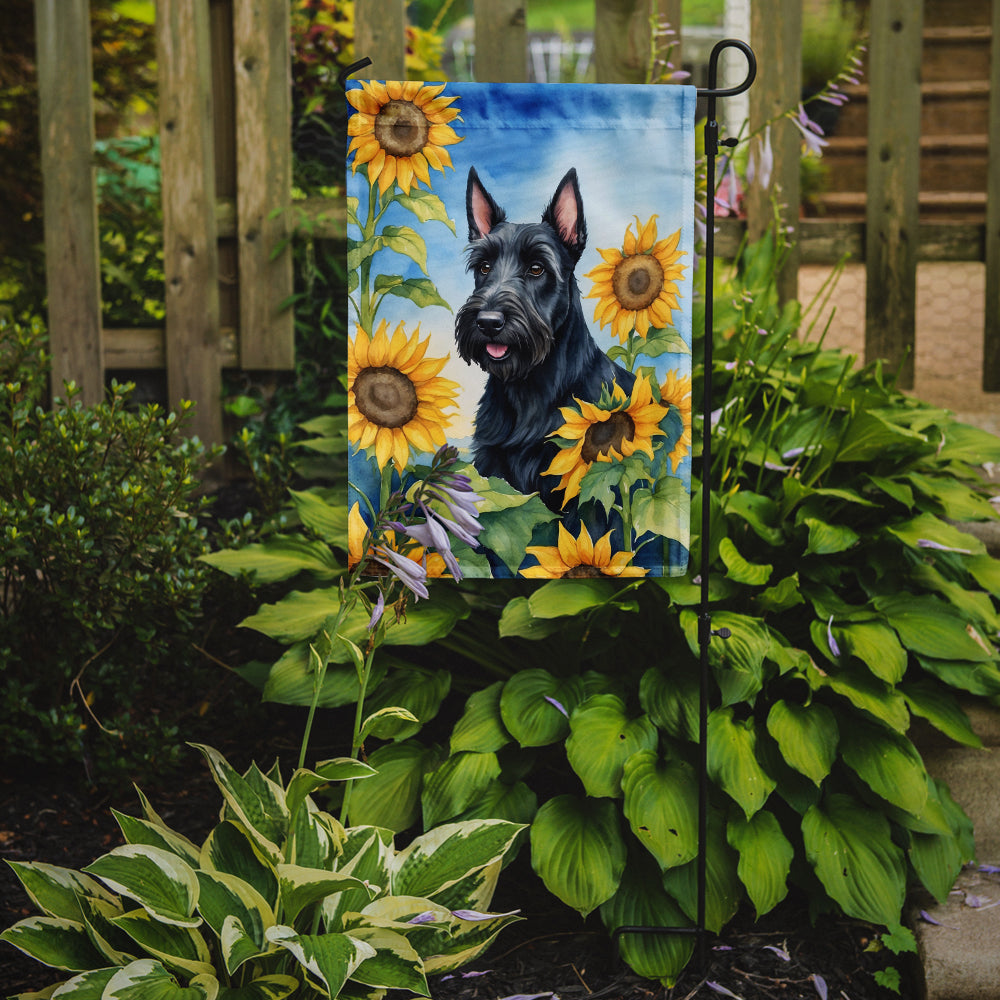 Scottish Terrier in Sunflowers Garden Flag
