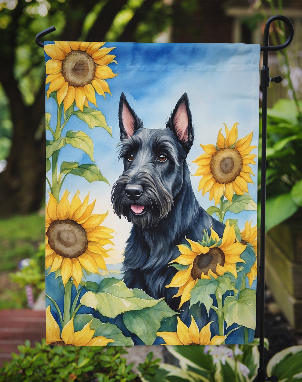 Scottish Terrier in Sunflowers Garden Flag