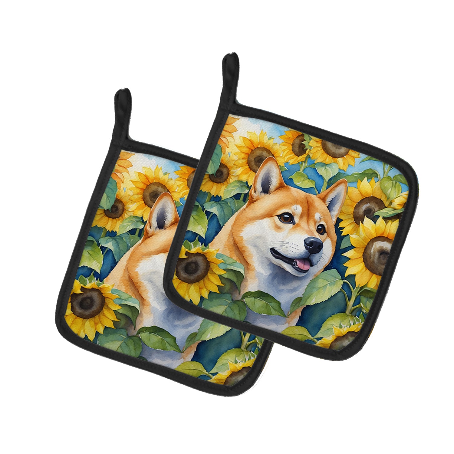 Buy this Shiba Inu in Sunflowers Pair of Pot Holders