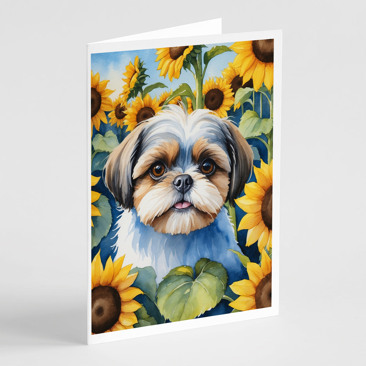 Buy this Shih Tzu in Sunflowers Greeting Cards Pack of 8
