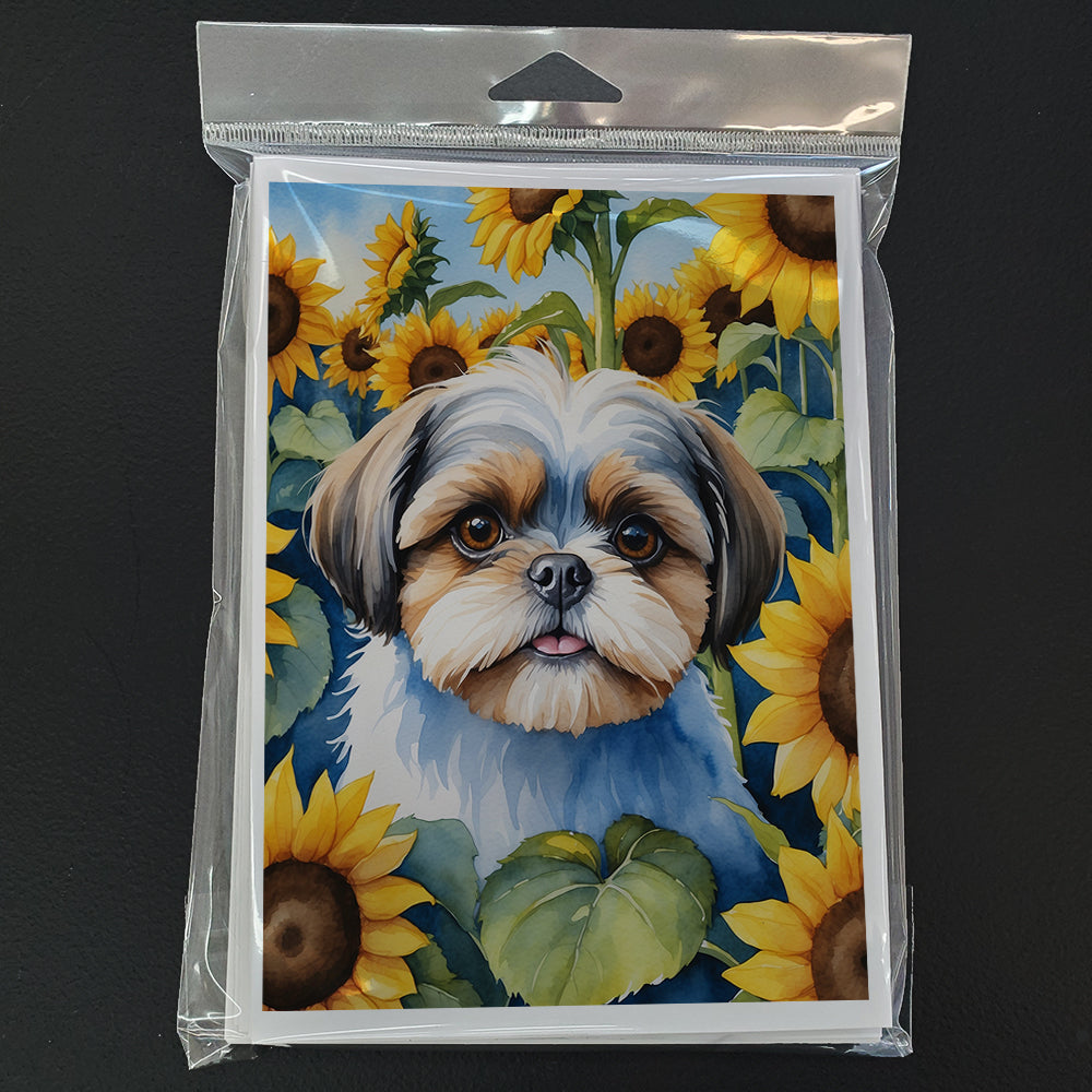 Shih Tzu in Sunflowers Greeting Cards Pack of 8