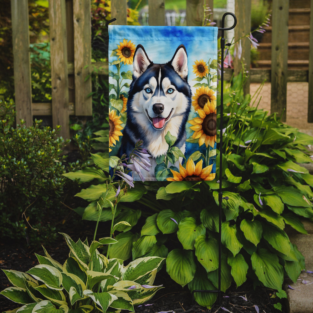 Caroline's Treasures Siberian Husky in Sunflowers Garden Flag – Bright Dog-Themed Yard Decor
