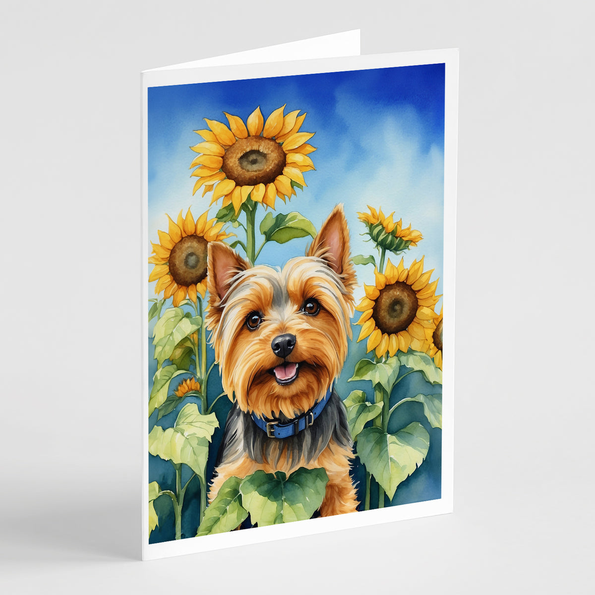 Buy this Silky Terrier in Sunflowers Greeting Cards Pack of 8