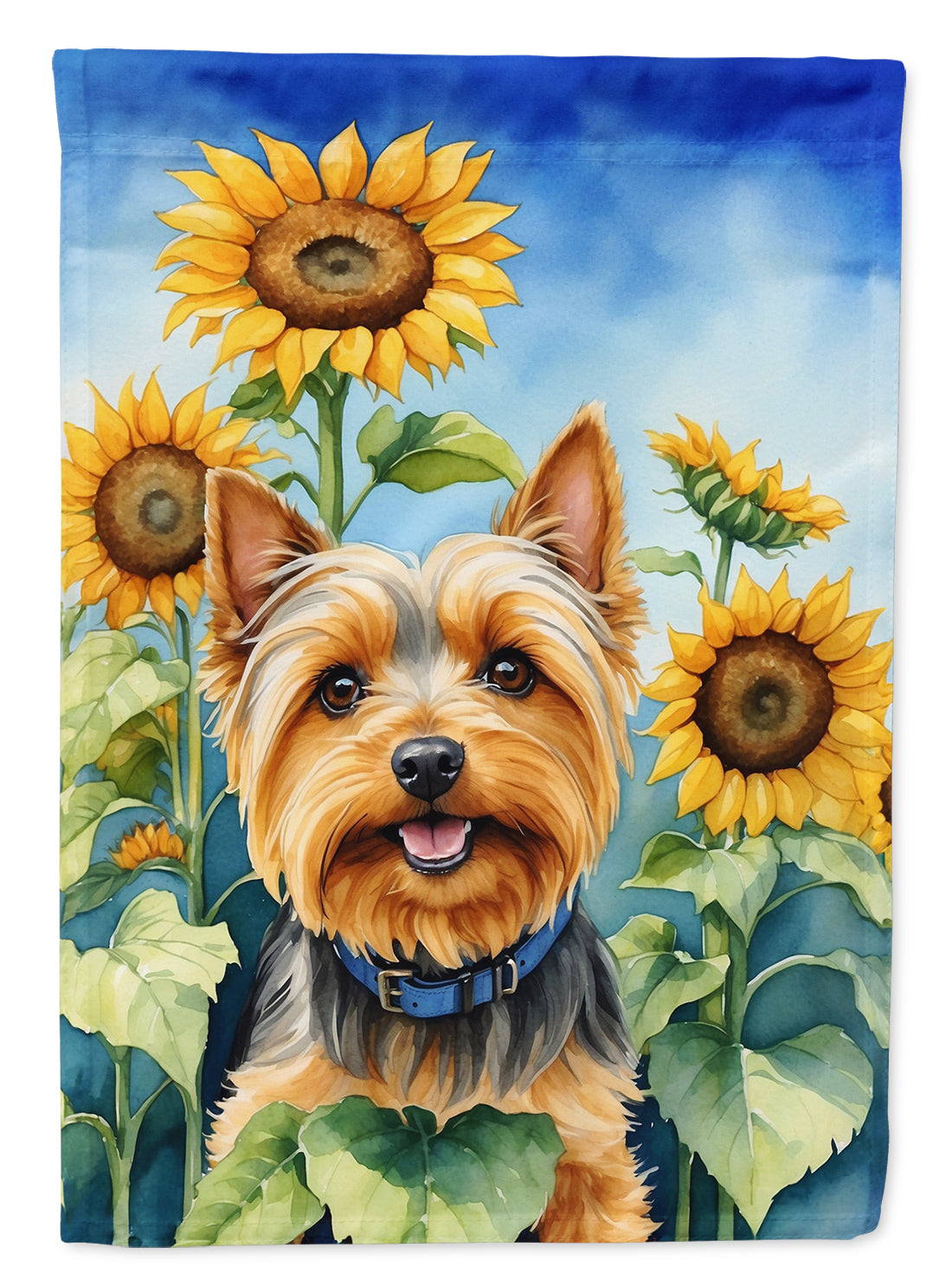 Buy this Silky Terrier in Sunflowers Garden Flag