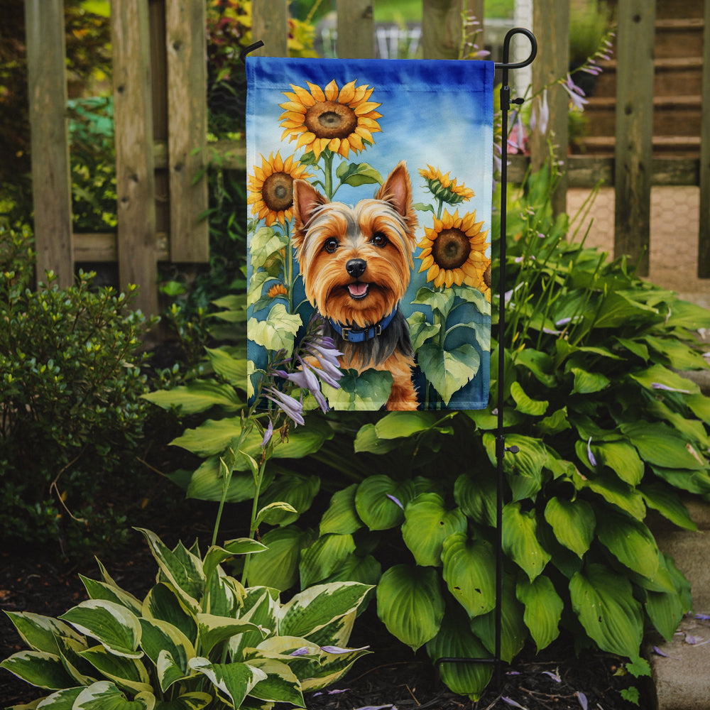 Caroline's Treasures Silky Terrier in Sunflowers Garden Flag – Bright Dog-Themed Yard Decor